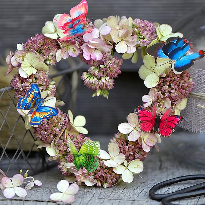 Augshy 75 Pcs Butterfly Garden Stakes - Party Decorations with Butterfly Designs for Garden Decor