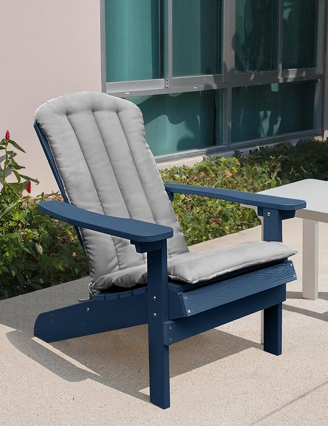 YEFU Adirondack Chair Cushion, Rocking Chair Cushions with Straps, Folding Patio Chair Pad for Indoor and Outdoor, 19.7x18.9x1.5 Inch, Gray