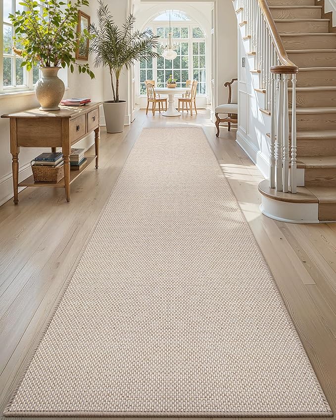 Color&Geometry Door Mat 3'x10' Runner Rug with Rubber Backing, Non Slip Washable Hallway Rug, Carpet Runners for Hallway Living Room Bedroom, Beige (Rolled-up NO Creases)