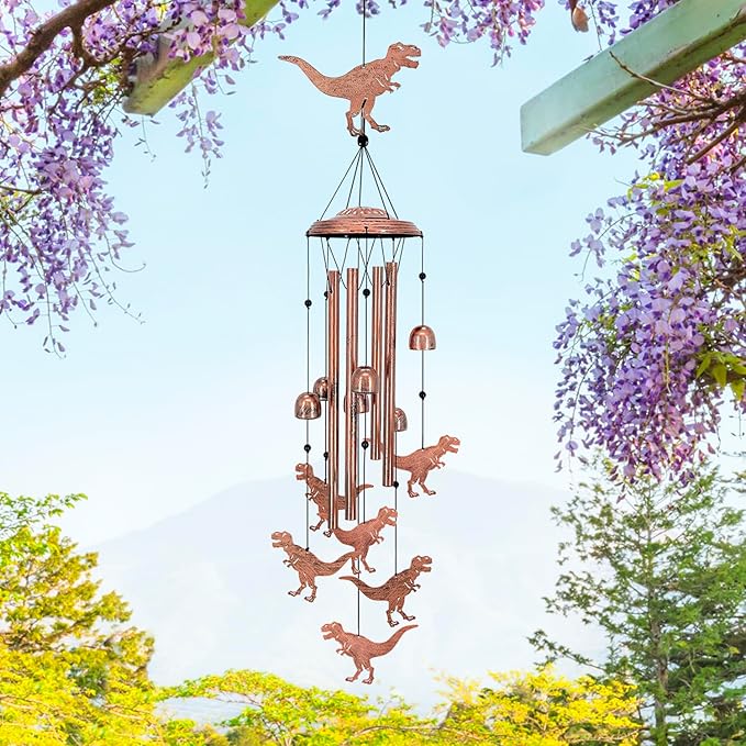 Dinosaur Wind Chimes for Outside,Dinosaur Gifts for Women/Men/Sympathy Gift/Memorial/Festival Birthday Gifts Metal windchimes Outdoors/Indoors,Patio,Garden Decor,Yard Decor,Home,Porch