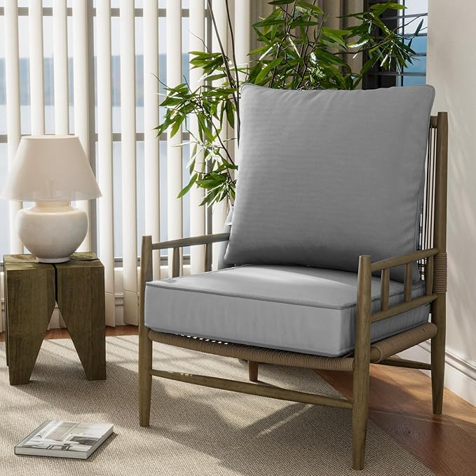 24" x 24" x 6" Outdoor Deep Seat Cushions Set - 6 Set Waterproof & Fade Resistant Patio Furniture Replacement Cushions, Non-Slip Outdoor Cushions Fit Loveseats, Couches, Chairs, and Sofas.