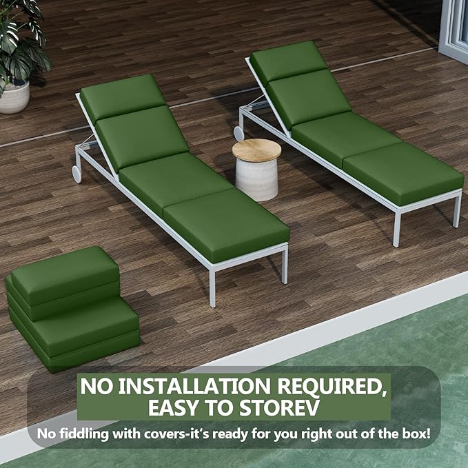 Chaise Lounge Cushions Outdoor, 72 x 21 x 4 Inch Lounge Chair Cushions for Outdoor Furniture - Waterproof Lounge Patio Replacement Cushion, 4In Fade-Resistant ThickPatio Chaise Lounge Cushion