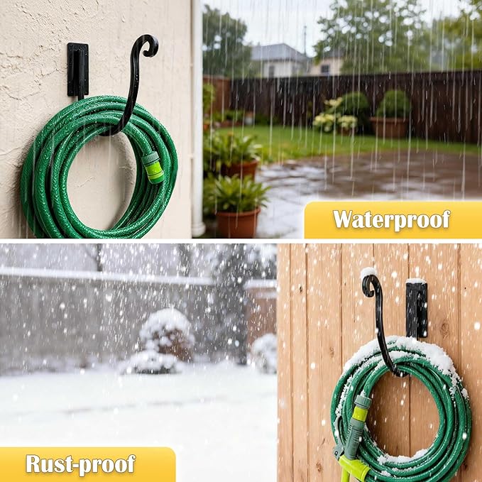 Garden Hose Holder Outside: 2 Pack Wall Mount Water Hose Holder - Heavy Duty Garden Water Hose Hanger for Outside Hose Storage