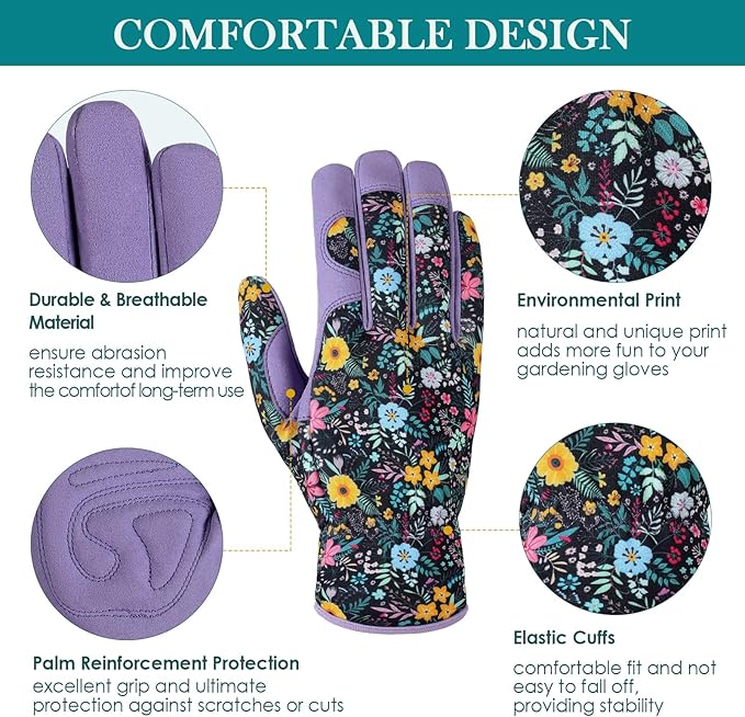 fauson Gardening Gloves - Gardening Gloves for Women Firm Grip Breathable Garden Gloves Thorn Proof for Digging, Planting