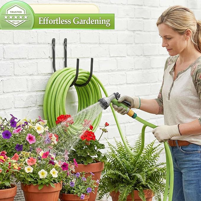 Garden Hose Holders Mount: Wall Mount Garden Hose Hangers for Outside - 4 Pcs Rust-Proof Water Hose Racks Hanging Hooks for Outside Expandable Hose