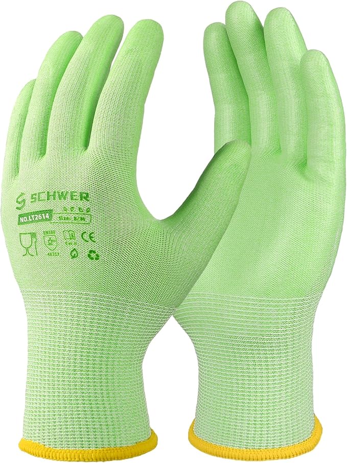 Schwer 6 Pairs Gardening Gloves, Water-based PU Coating, Ultimate Environmental Safety, Comfortable and Breathable Garden Gloves for Men and Women, Working Gloves for DIY, Outdoor Activities, XL
