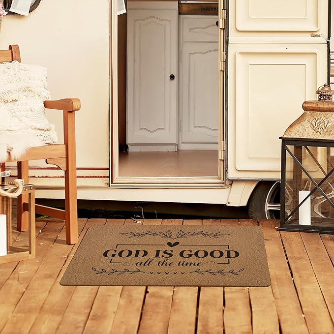 Christian God is Good Door Mat Doormat, Bible Verse Welcome Front Door Mat Indoor Outdoor Entrance, Rustic Religious Artificial Coir Doormats Rugs for Porch Patio Entryway Home Decor 30x17in