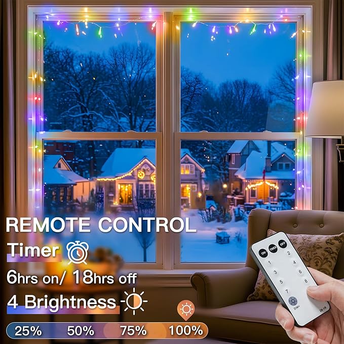suddus Connectable Christmas Lights with Remote, Multicolor String Lights with Timer, 33ft 100 Led Fairy Lights Plug in for Xmas Tree, Bedroom, Dorm, Yard, Garden, Party, Indoor, Outdoor Decorations