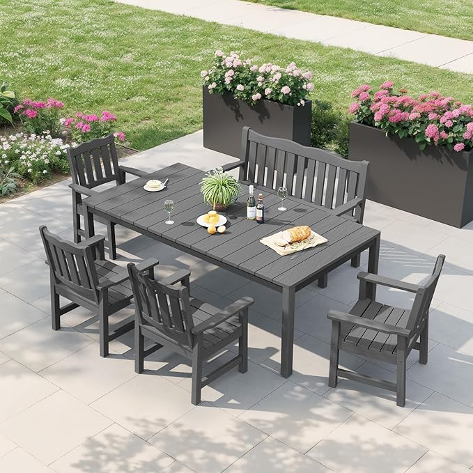 Stoog Outdoor Bench, Waterproof Garden Benches Set of 2, Never Rot or Fade, Used for Garden, Porch, Backyard and Deck, Grey