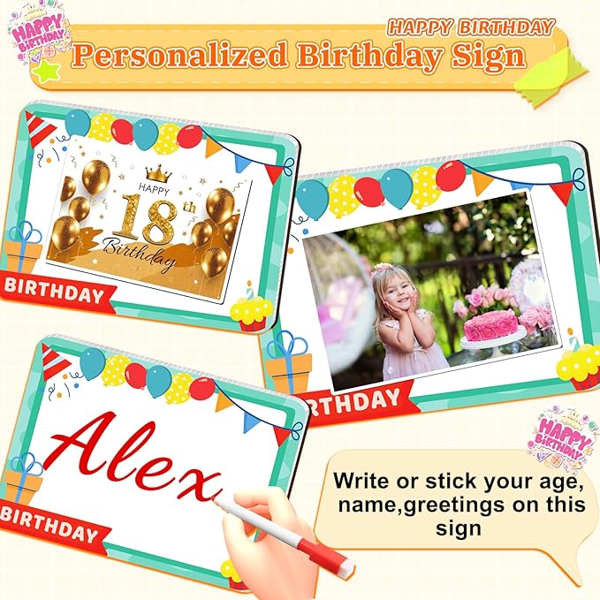 Remiawy Happy Birthday Yard Sign with Stakes - 16pcs Happy Birthday Yard Sign, Personalized Yard Birthday Signs Colorful Weatherproof Birthday Lawn Sign for Outdoor Yard Decorations Garden Party