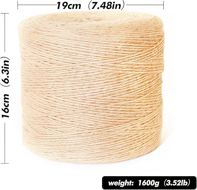 2MM Natural Jute Twine String — 3600Ft Brown Durable Jute Rope, Used for Hand Crochet, Climbing Plant, Gardening Flowers, Home Decorations, Art Crafts Gift Packaging, Weddings, Christmas