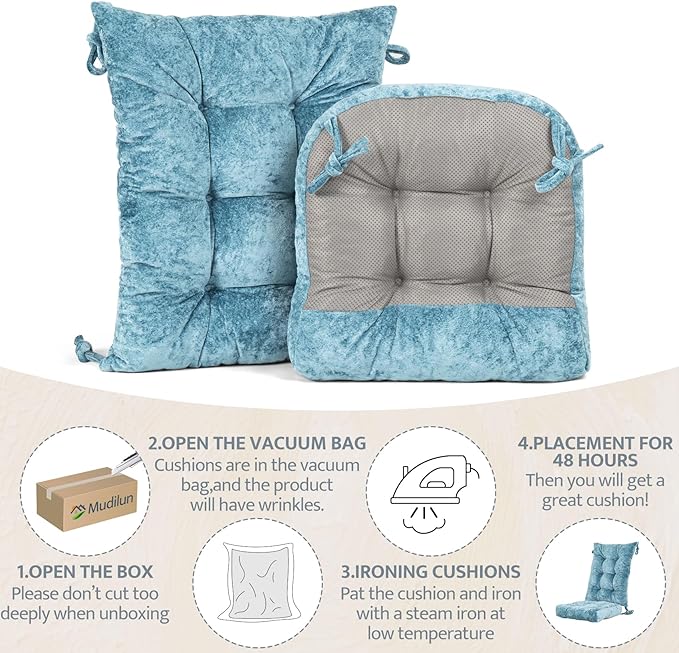 mudilun Rocking Chair Cushion Set - Non-Slip Tufted Rocking Chair Cushions with Ties Soft Indoor/Outdoor Wooden Rocking Chair Seat Pad for Porch Garden Cafe & Nursing