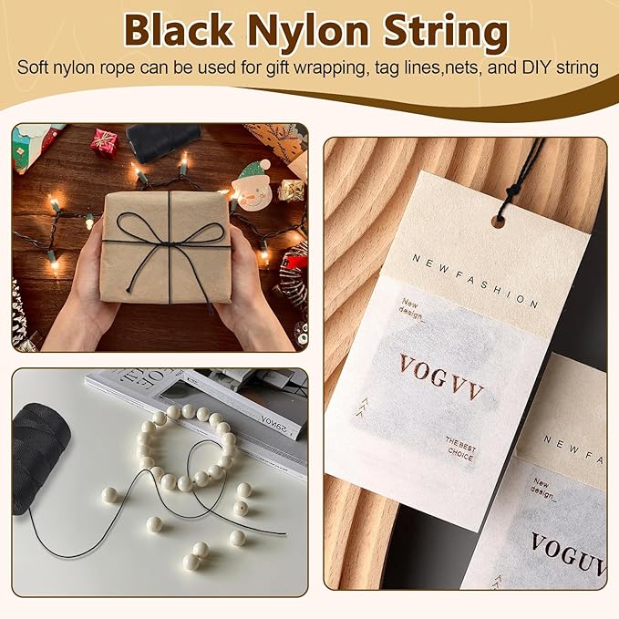 Black Nylon String,1000ft 2mm UV-Resistant Nylon Cord Twine for Garden,Tomato,Climbing Plant,Tie Floristry,Fishing,Wrapping,Camping and Outdoor Survival,Netting Home Improvement