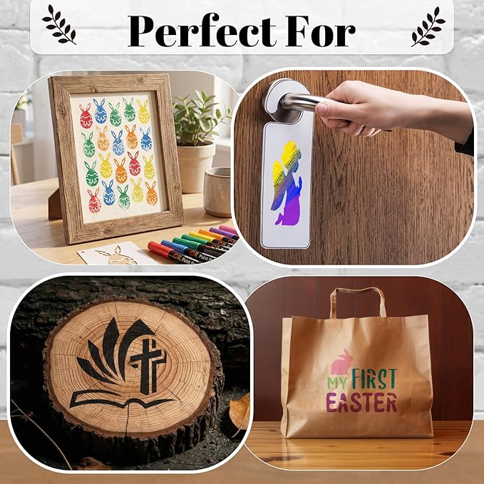 Fainne 100 Pcs 2 Inch Stencils Small Stencils for Painting on Wood Reusable Painting Templates Crafts for DIY Scrapbook, Wood, Wall, Fabric, Rock, Chalkboard, Sign(Easter Style)