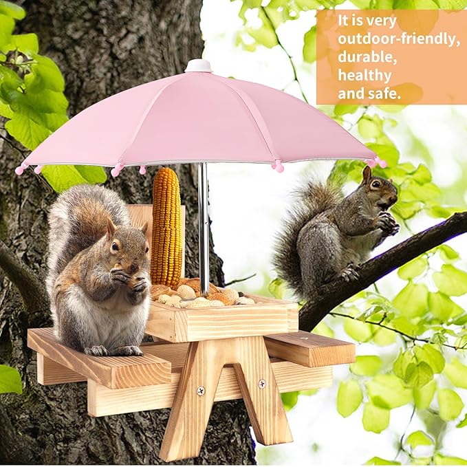 Squirrel Picnic Table Feeder Replacement Mini Umbrella for Outside (Pink)