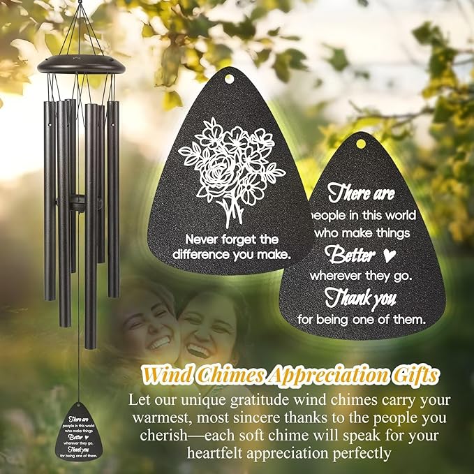 Thank You Gifts for Women Men, 25" Wind Chimes Appreciation Gifts for Coworkers, Pastor Teacher Nurses Boss Employee, Thoughtful Gratitude Gift Ideas for Mother Father Friends