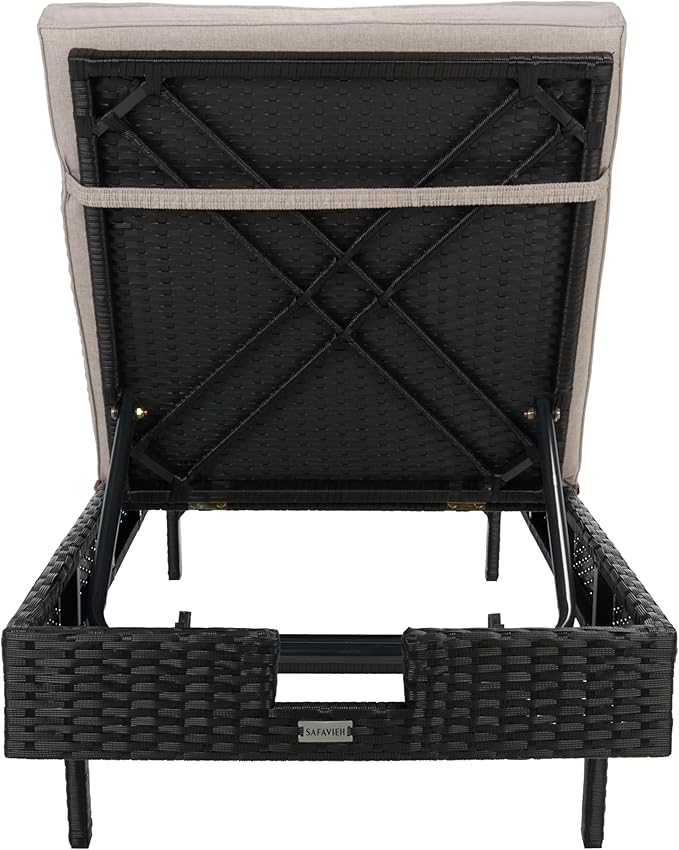 SAFAVIEH PAT7501E Cam Sunlounger Outdoor Set, Black/Light Grey