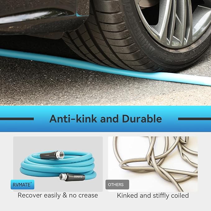 RVMATE RV Water Hose 25FT, 5/8” Inner Diameter Drinking Water Hose Lead-free, No Leaking Garden Hose For RV/Trailer/Camping, RV Accessories