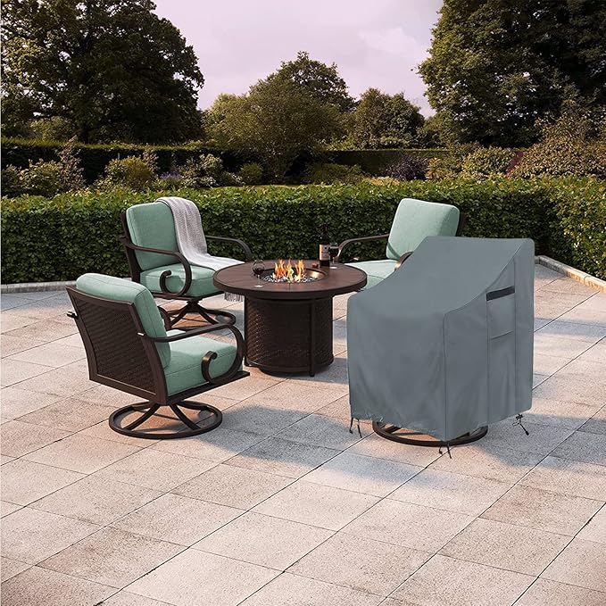 Patio Chair Covers, Outdoor Swivel Lounge Chair Cover 4 Pack, (30 L x 34 W x 38.5 H inches) Waterproof Heavy Duty Outdoor Chair Covers, gray