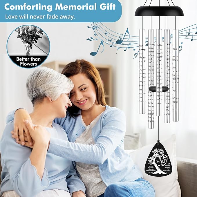 Fabuday Memorial Gifts Wind Chimes - Sympathy Gift for Loss of Mom, Windchimes in Memory of a Loved One for Bereavement Condolence Grief Funeral Condolences Remembrance Grieving, Cardinal Family Tree