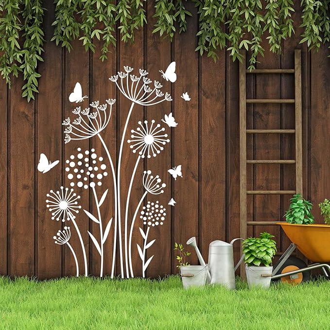 Large Flower Stencils for Fence Dandelion Stencil Floral Stencils for Outside Wood Fence Walls Furniture Fabrics