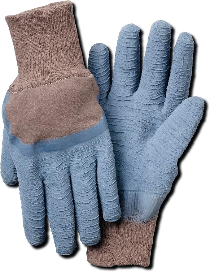 MAGID Bella Menâ€™s Gardening Glove with Blue Latex Crinkle Palm, Size 10/XL, BE197T