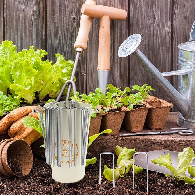 Whonline 400pcs 6 Inch Landscape Galvanized 11 Gauge Garden Stakes U-Shaped Pins Tent Ground Fence Stakes Yard Lawn Staples for Landscaping Fabric Irrigation Tubing