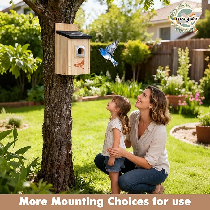 Gtongoko 2 Pack Bird Houses for Outside Clearance with Metal Predator Guard Blue Birdhouses for Outdoors Nesting Box for Cardinals Swallows Finches Chickadee Assembly Required
