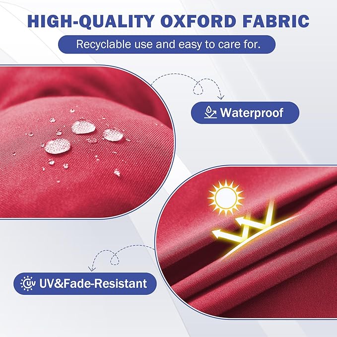 Rocking Chair Cushion, Waterproof and Fade-Resistant Patio Chair Cushions, Tufted Chair Pads for Rocker Furniture, 17x17 Inch, Indoor/Outdoor Seat Cushions with Ties, Burgundy