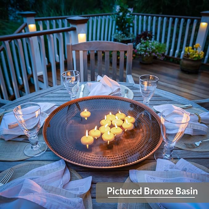 Bird Bath Basin Only, Water Fountain for Outside Backyard, Outdoor, Patio, Garden, Birdbath Gift for Bird Lovers Watchers, Large 20" Copper Metal Bronze Finish by Good Directions