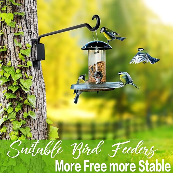AJART Bird Feeder Hangers Outdoor: Swivel Hanging Plant Bracket for Wall Mount 12 Inch - 2 Pieces Hummingbird Feeder Hook for Flower Basket