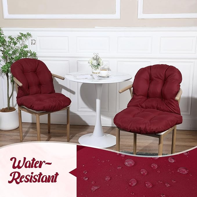Thyle Outdoor Chair Cushions Set of 6 Waterproof Sun Protection Square Tufted Overstuffed Patio Furniture Seat Cushion for Patio Furniture Dining Indoor 19" x 19"(Wine Red)