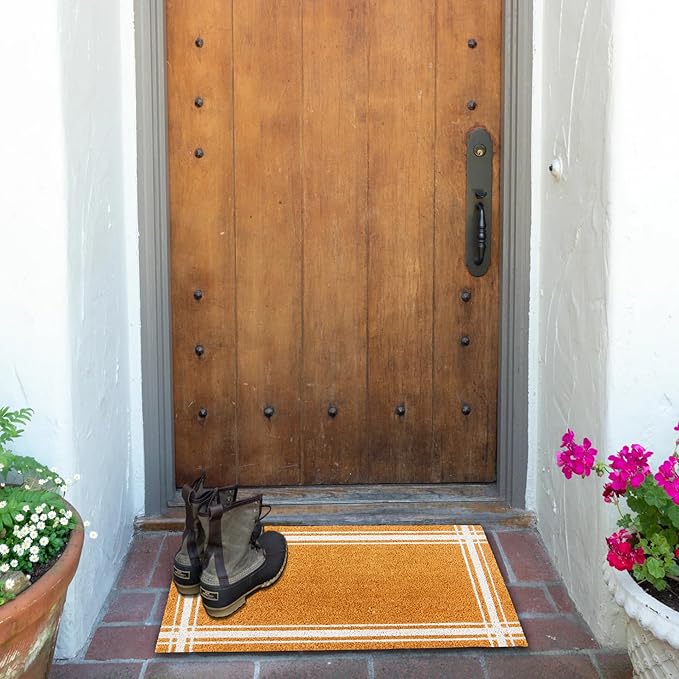 KAF Home Coir Doormat with Heavy-Duty, Weather Resistant, Non-Slip PVC Backing | 17 by 30 Inches, 0.6 Inch Pile Height | Perfect for Indoor and Outdoor Use (White)