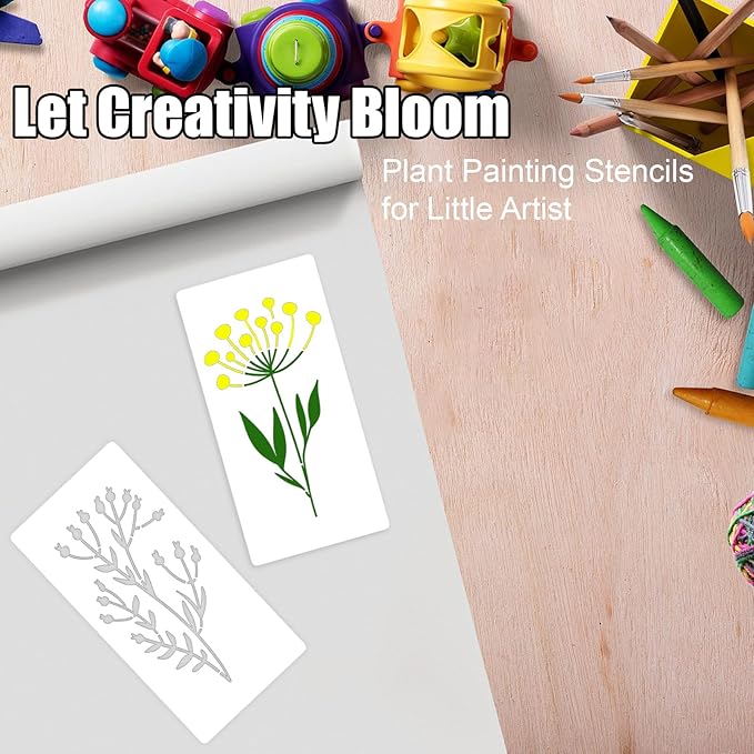 18 Pcs Plant Leaves Stencils for Painting, Flower Craft Stencil Reusable Plastic DIY Art Scrapbook Set, Drawing Templates Tropical Stencils for Paint on Canvas Wood Wall Rock Home Decor