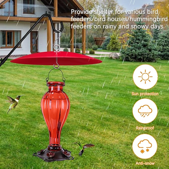Bird Feeder Baffle, Metal Hummingbird Feeder Rain Guard for Bird Houses,13 inch Hanging Baffle Weather Guard for Outside