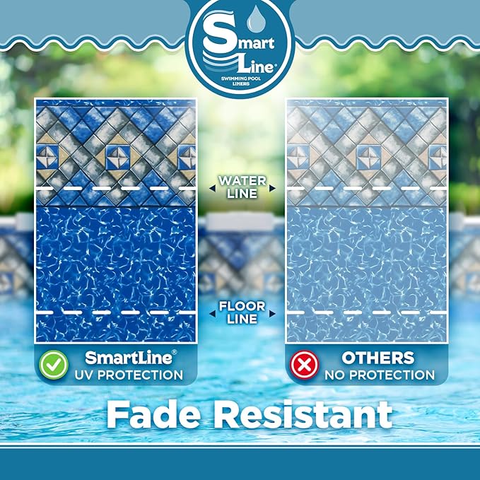 Smartline 15 ft Round Swimming Pool Liner | Manor | Unibead Style | 52 Inch Wall Height | 25 Gauge Heavy Duty Virgin Vinyl | Designed for Steel Sided Above Ground Pools