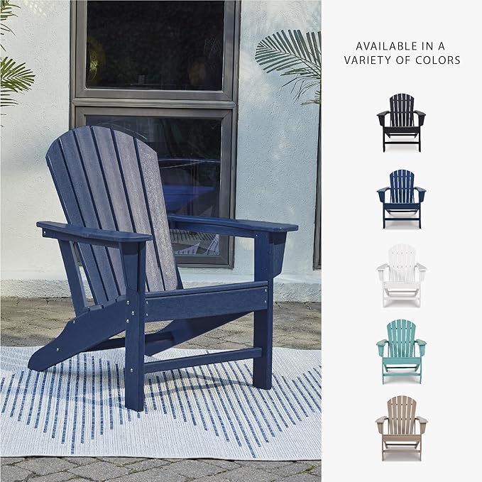 Signature Design by Ashley Outdoor Sundown Treasure HDPE Patio Adirondack Chair, Blue