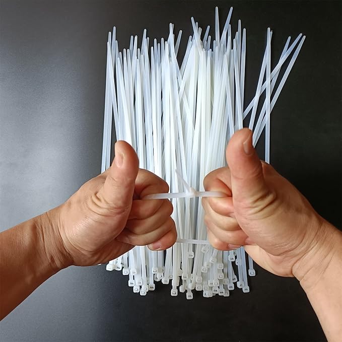 Zip Ties 1000 pcs 8 inch Cable Zip Ties, Premium Plastic Wire Ties with 40 LBS Tensile Strength, UV Resistant Cable Ties, White Nylon Tie Straps
