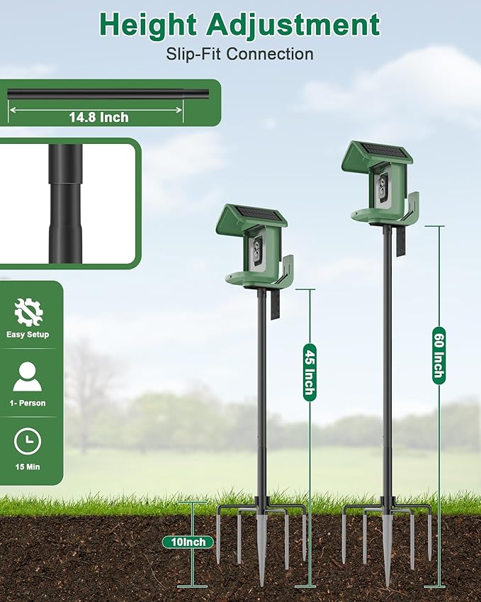 Bird Feeder Pole – 60 Inch Height Bird House Pole with 1-Inch Dia Heavy Duty for Birdfeeders, Feeding Stand with Mount Kit for Outdoor, Slip-Fit Connection, Black
