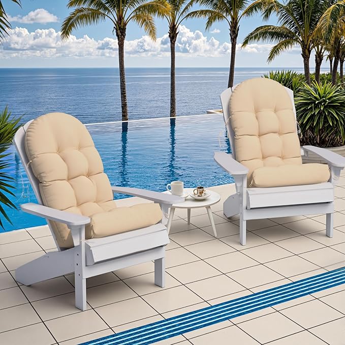 Adirondack Chair Cushion, Rocking Chair Cushions, High Back Patio Cushions, Thickened Weather Resistant Patio Cushion with 6 Ties, Non Slip Fade & Waterproof(1 Pack
