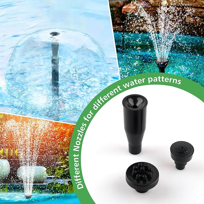 15W 800L/H Submersible Pond Fountain Pump with LED Lights, Ultra Quiet Water Pump, Pond Fountain Pumps for Small Pond, Koi, Garden, Aquariums, Fish Tanks, Indoor Outdoor Fountain 3 Type Nozzles