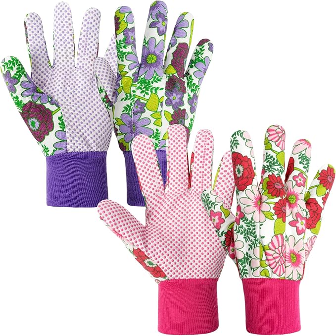 Ainiv Floral Gardening Gloves for Women/Ladies, Non-Slip Garden Work Gloves,Breathable Yard Work Glove Light Working Gloves