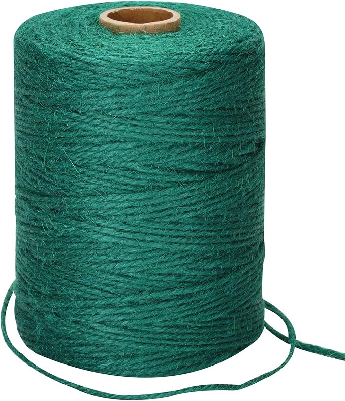 Anwyll 656Feet Green Twine String - 2MM Thick Natural Jute Twine String Heavy Duty Garden Twines Strings Hemp Rope for Climbing Plants Gardening Tomatoes Crafts Gift Wrapping Christmas Decorations