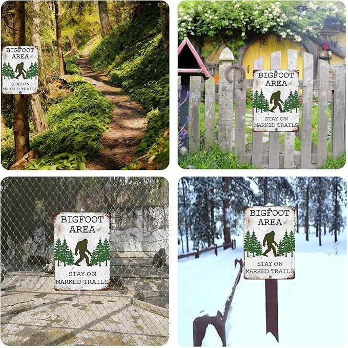 Big Foot Sasquatch Gifts,Vintage Funny Metal Bigfoot Signs for Outdoor,Garden,Street,Forest,Yard Decor,8x12 Inches