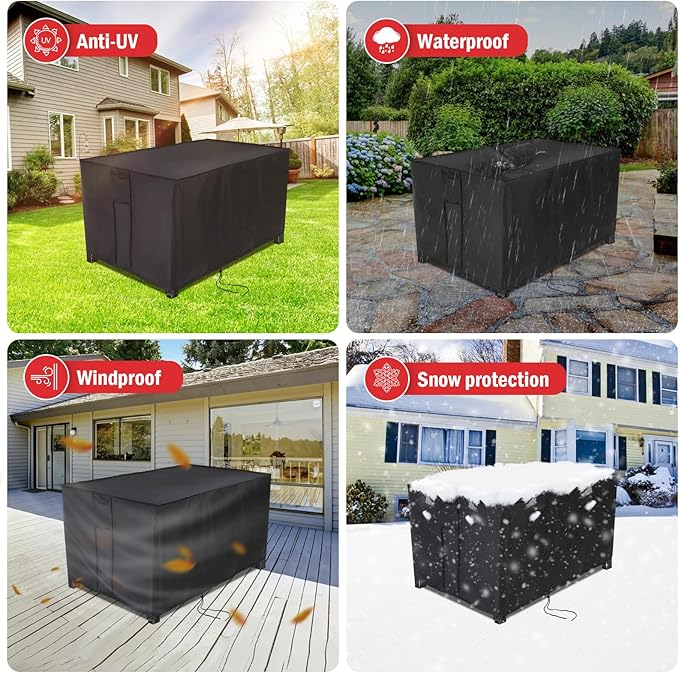 Rectangular Fire Pit Cover 43 inch, Propane Gas Fire Pit Table Cover,Outdoor Waterproof Firepit Table Cover - 43 X 22 X 25 Inch