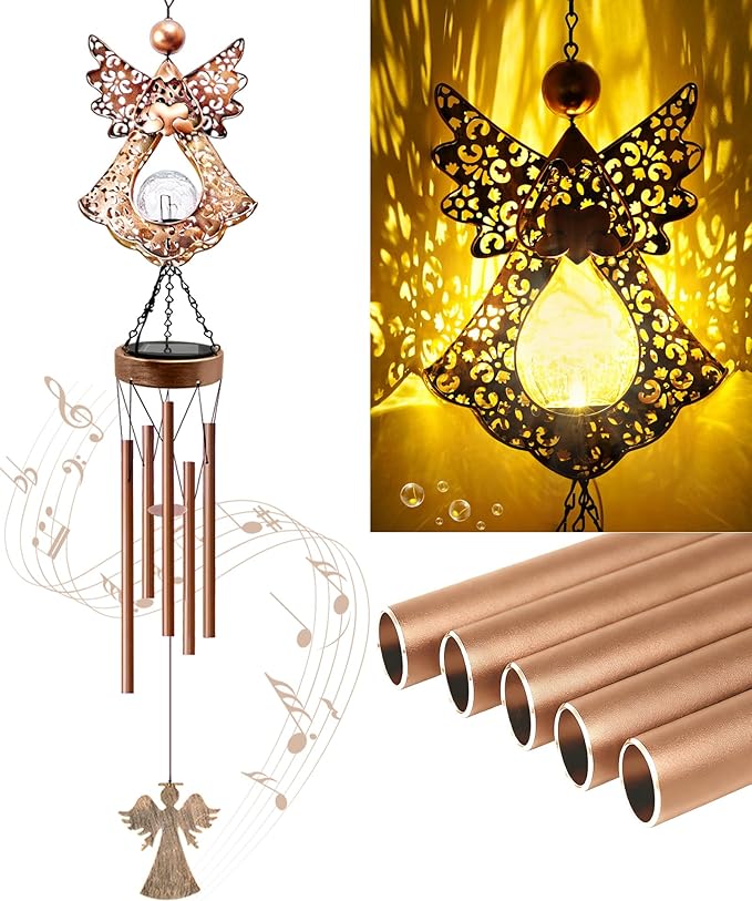 Wind Chimes Outdoor Indoor Decor: Melodious Valentines Day Gifts for Her Wife Women Mom Grandma Birthday - Weatherproof Metal Outdoor Decor Easy Hanging for Garden Patio Tree Window Memorial