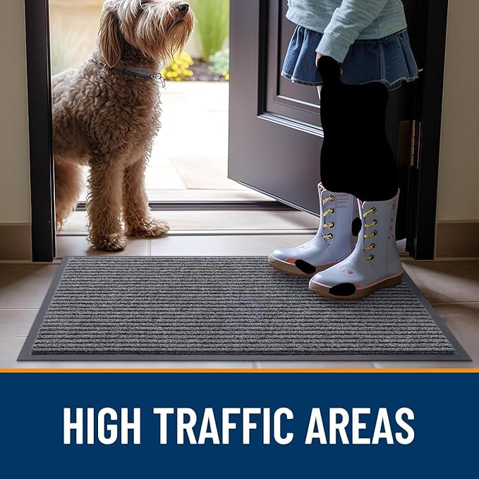 LuxUrux® Durable Rubber 3'x5' Commercial Door Mat - Heavy Duty, Indoor/Outdoor, Easy Clean, Waterproof, Patio, Garage - Commercial Floor Mat for Entry (3 x 5 Feet)