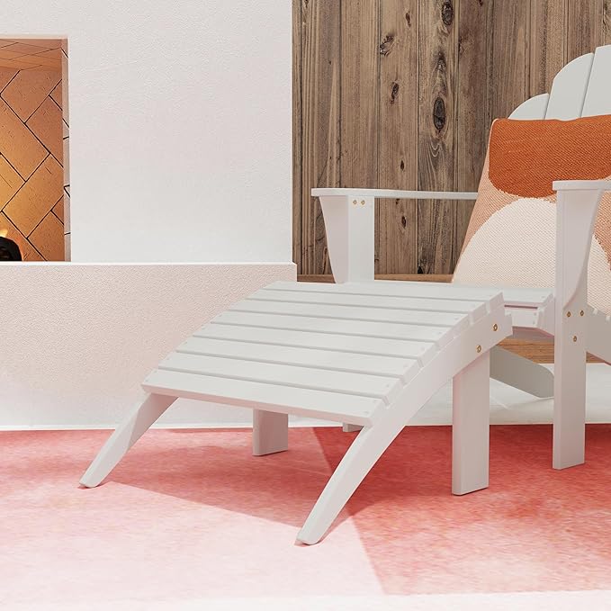 Linon Adirondack, White Ottoman,