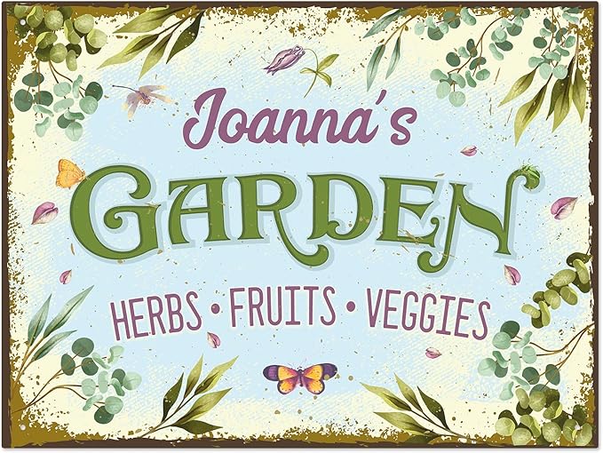 Custom Garden Sign, Present, Personalized Name for Vegetable Patch and Backyard Décor Sign, 18x24 Inches, Rust Free .063 Aluminum, Fade Resistant, Made in USA by Sigo Signs