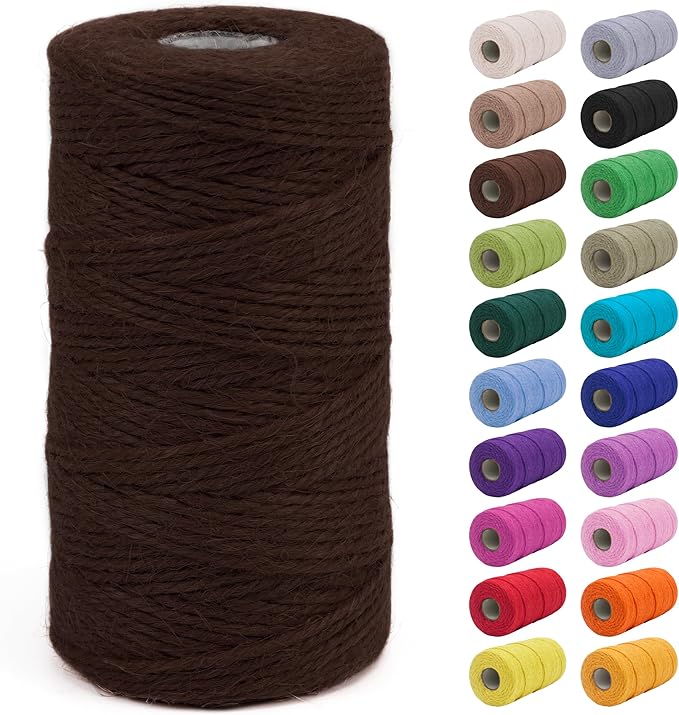 JeogYong 2mm Jute Twine String 328 Feet Natural Thick Garden Hemp for Crafts, Heavy Duty Outdoor, Gardening, Gift Wrapping, Plants, Packing Materials (Coffee)